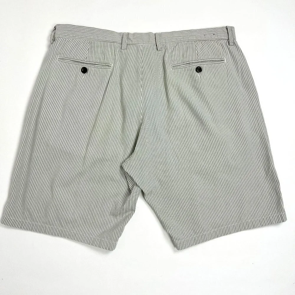J. Crew Shorts Men's Size 36 Grey White Striped Flat Front Club Bermudas